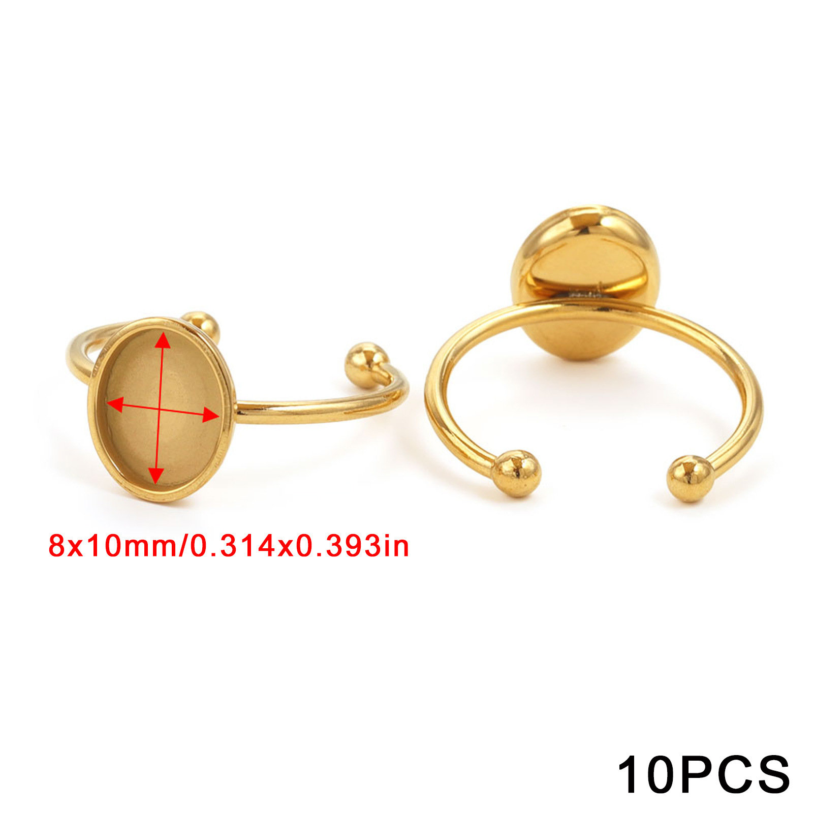 Acero inoxidable color-preservación pulido anillo titular DIY anillo plano anillo superficie horno oro incrustaciones perla apertura anillo titular Accesorios