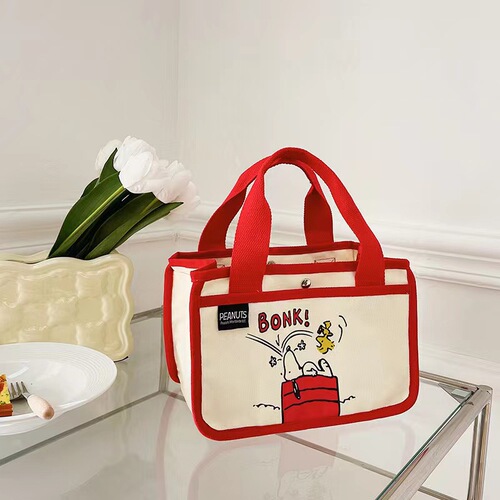 2024 new cross-border handbag fashion cartoon canvas lunch box bag manufacturer wholesale lunch bag