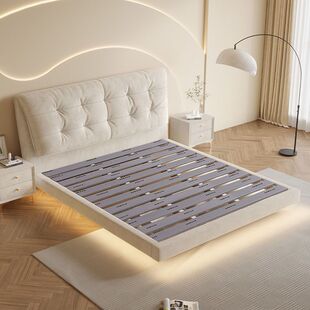 Modern Cream Air Suspension Bed Technology Cloth Bed Master Bedroom Atmospheric Minimalist Storage Soft Bag Suspended Atmosphere Double Bed