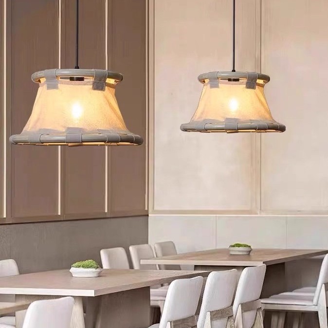 Lámpara de viento silenciosa medieval sala de té Zen estilo chino dormitorio sala de estar estilo japonés lámparas de tela retro