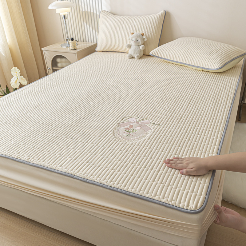 2025 nuevo estilo de algodón de fibra de maíz de algodón acolchado de una sola pieza de algodón a prueba de polvo funda protectora de colchón Simmons