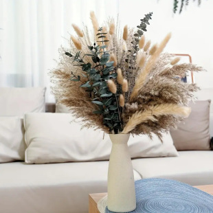 High-End Ins Style Vase Ceramic Ornaments Scandinavian Living Room Filled with Baby's Breath and Daisies Dried Flower Container