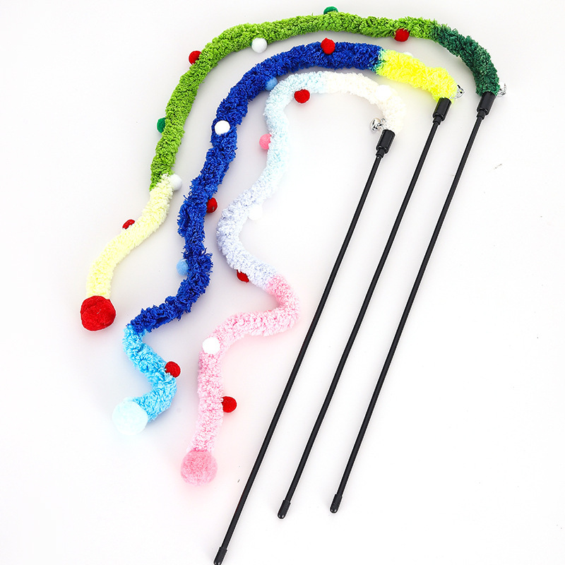 New Dopamine Cat Teaser Stick Toy with Bell and Feather, Self-Entertainment Boredom-Relief Gadget, Bite-Resistant Long Rod, Cross-Border Wholesale New Dopamine Cat Teaser Stick Toy with Bell and Feather, Self-Entertainment Boredom-Relief Gadget, Bite-Resistant Long Rod, Cross-Border Wholesale