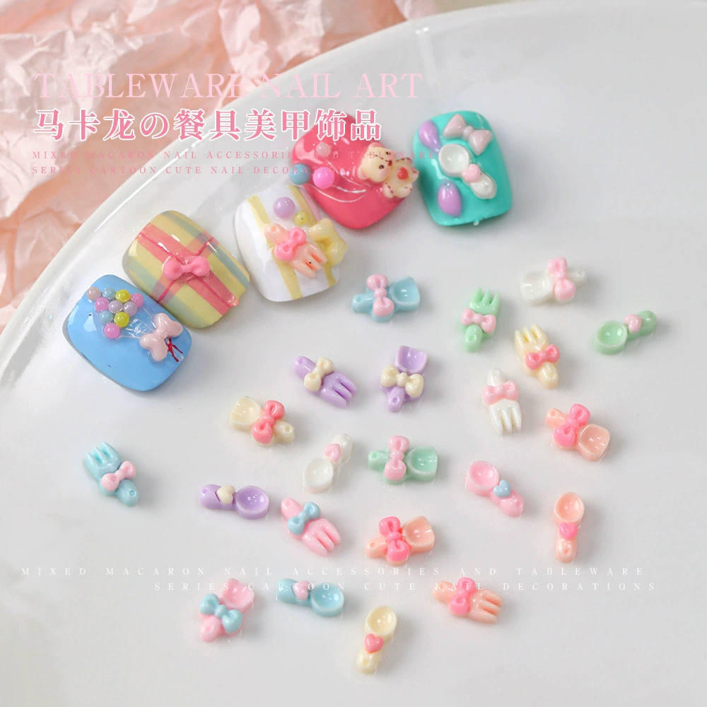 Сетка красная смола маникюрные украшения мини-трубак милый мультфильм маленькая лопата ложка макарон ногти аксессуары оптом