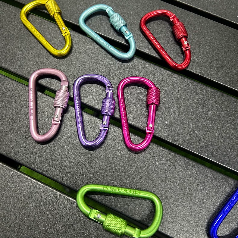 № 6 D-образный утолщенный карабин с замком, быстроразъемная пряжка для бутылки с водой на рюкзаке, пряжка с гайкой из алюминиевого сплава, альпинистская пряжка