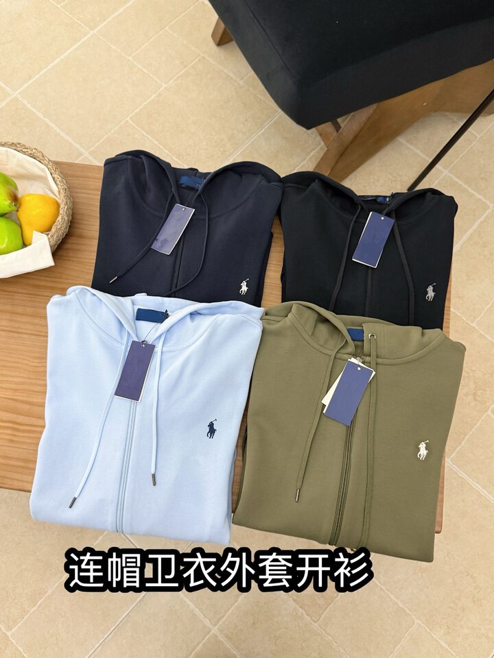 Áo khoác hoodie kéo khóa thêu hình ngựa nhỏ, form rộng, dài tay — Màu xanh tím than, Xanh da trời, Xanh lá cây, màu xám
