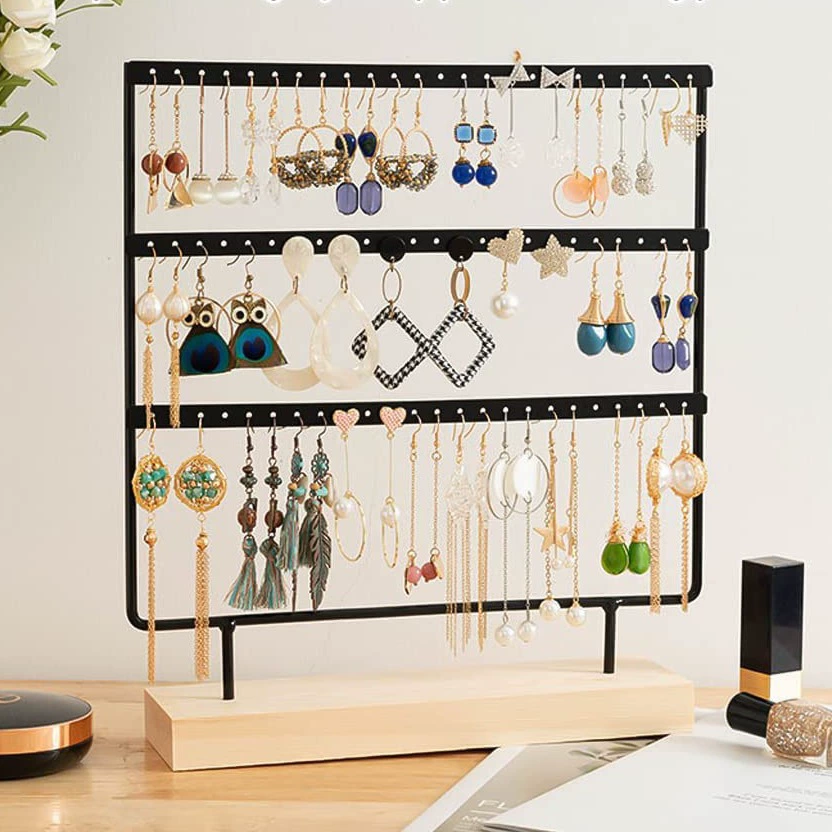 Самая продаваемая подставка для украшений из массива дерева от Amazon, настольная подставка для хранения украшений, металлическая подставка для демонстрации серег.