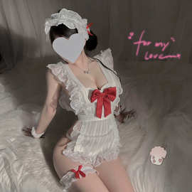 情趣内衣蝴蝶结女仆裸背围裙厨娘装性感纯欲激情免脱露臀代发批发