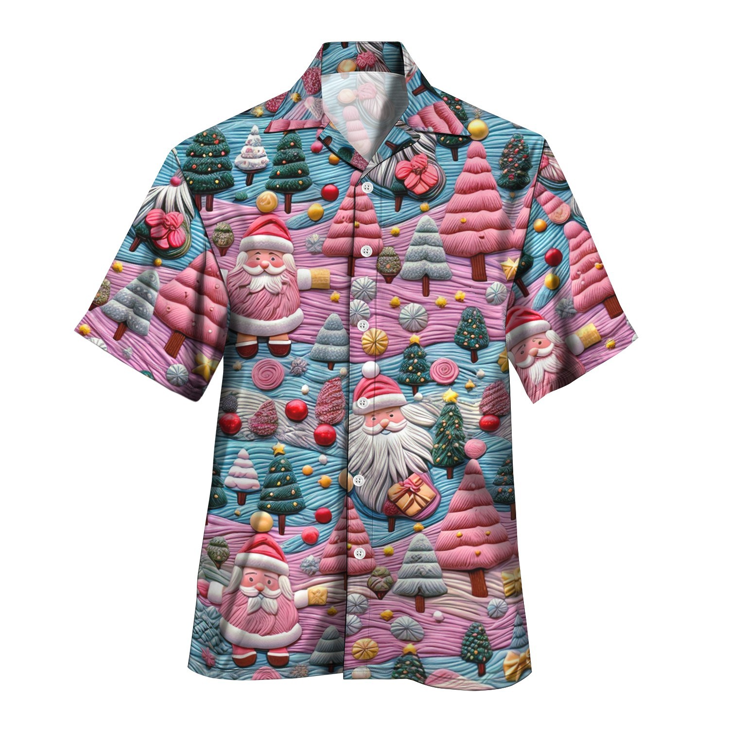 2024 otoño nuevo estilo personalidad colorido contraste color de un solo pecho cuello cubano estampado camisa de manga corta MB33