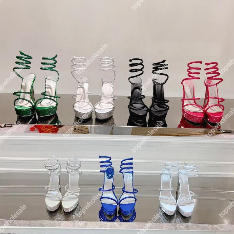 Spot European and American Hot Style Trendyy Snake-Shaped Wrapped Around Ribbon Anklet High-Heeled Shoes Sandals Sexy Mature Diamonds