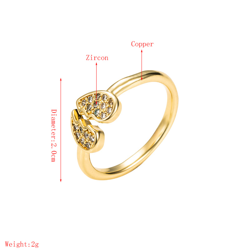 Fashion Copper Micro-inlaid Zircon Heart-shaped Ring display picture 1