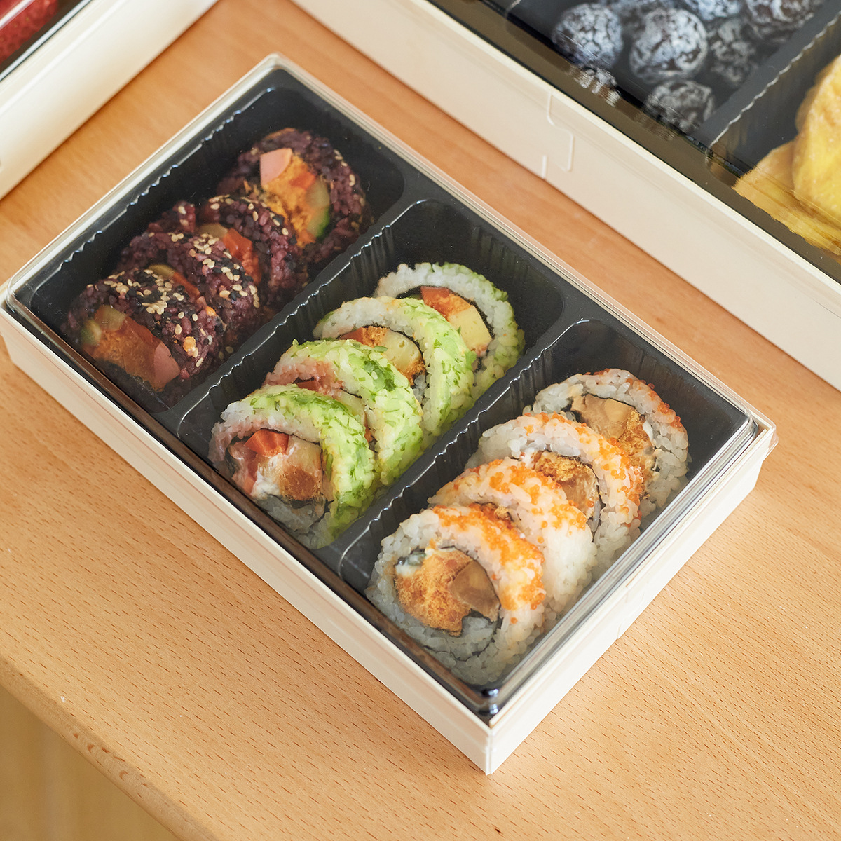Caja de comida de madera desechable de alta calidad, caja de sushi japonesa, caja de comida para llevar, caja de embalaje de madera