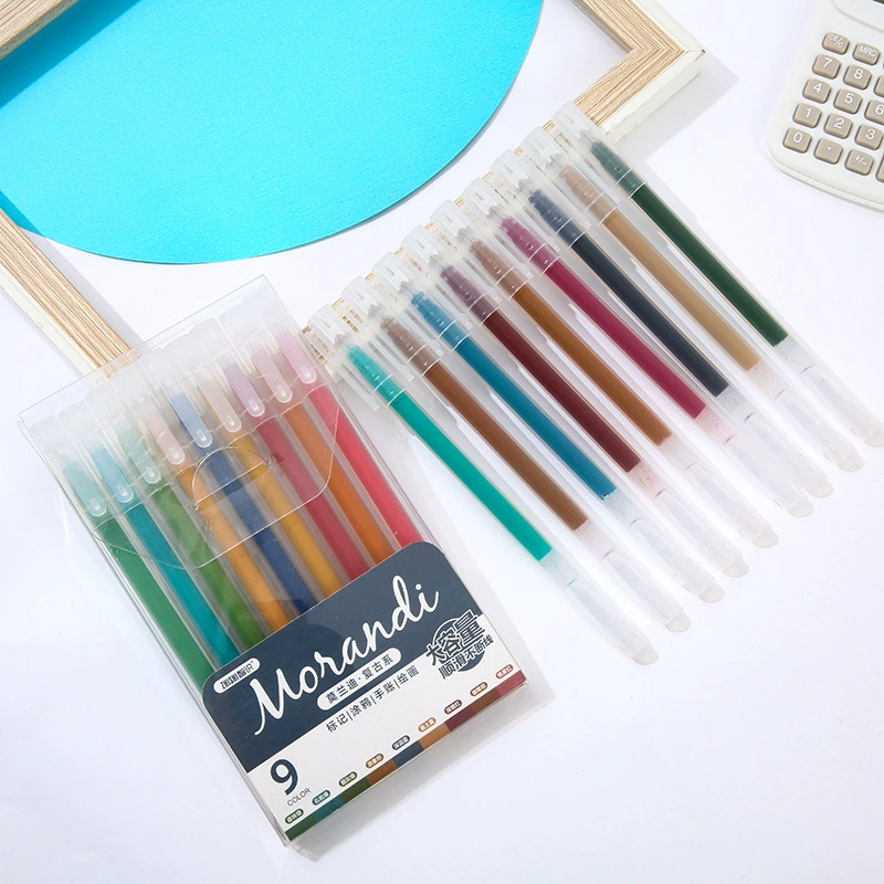 Набор гелевых ручек Morandi 9 цветов 0.5 мм от Shaoqi Stationery — Morandi Nordic, Salt, Sweet & Retro Больший объём ручек