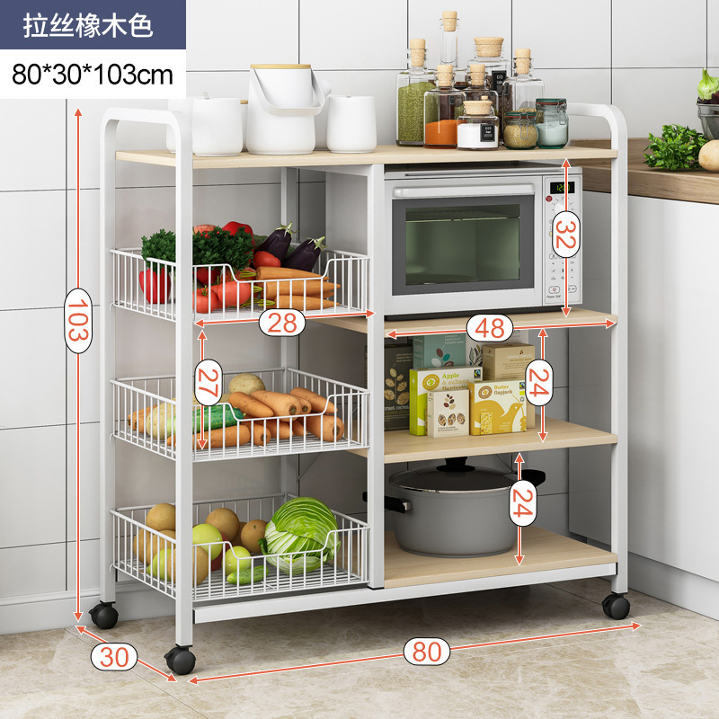 Estante de cocina móvil Estante de frutas y verduras multicapa de piso Horno de microondas multifuncional Olla arrocera Estante de almacenamiento de horno