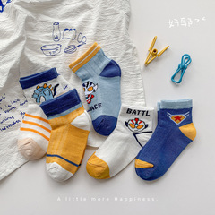 2024 New Children's Socks Spring and Summer Thin Mesh Breathable Ultraman Cartoon Boys Summer Medium Cuff Socks