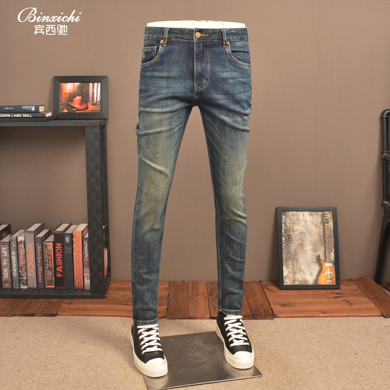 2025 Autumn New Retro Blue Jeans for Men Trendy High-End Stretch Slim Fit Casual Pants for Men 2025 Autumn New Retro Blue Jeans for Men Trendy High-End Stretch Slim Fit Casual Pants for Men