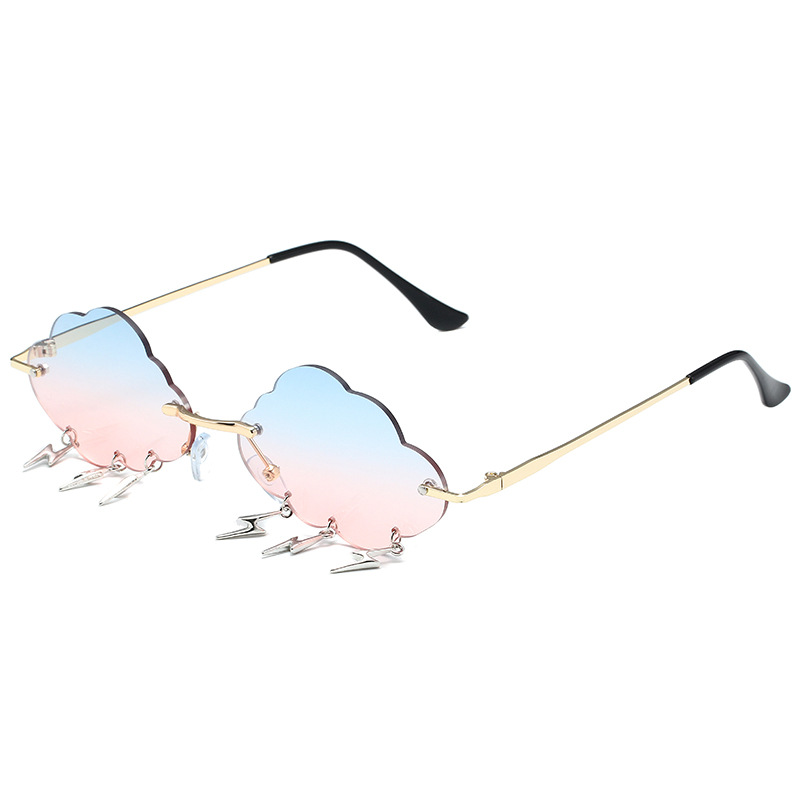 2021 Sunglasses European and American Fashion Cloud Lightning Irregular Sunglasses Personality Frameless Ball Party Sunglasses