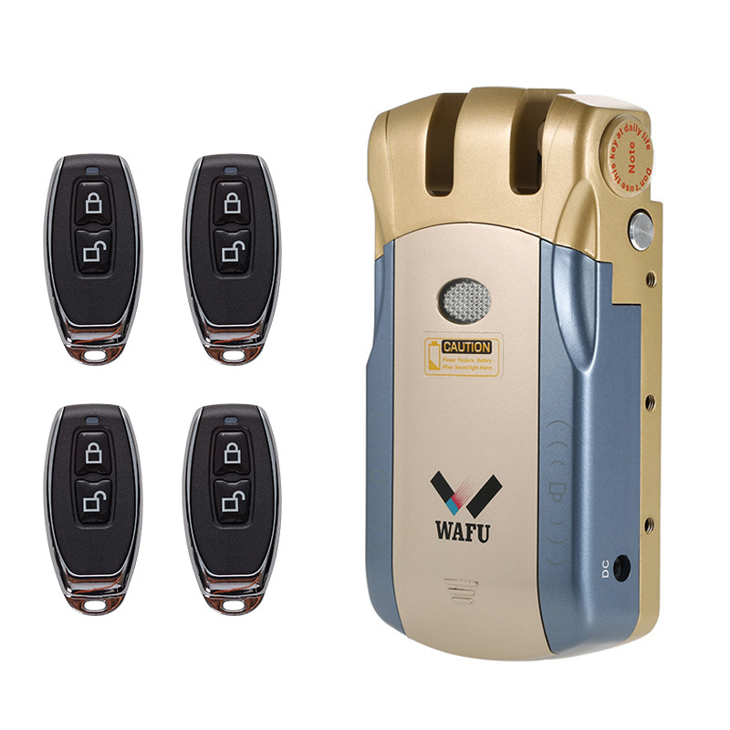 Cerradura WAFU sin llave con diseño de cabeza de toro para puerta de entrada, cerradura eléctrica invisible antirrobo con control remoto, cerradura inteligente Tuya para uso doméstico.