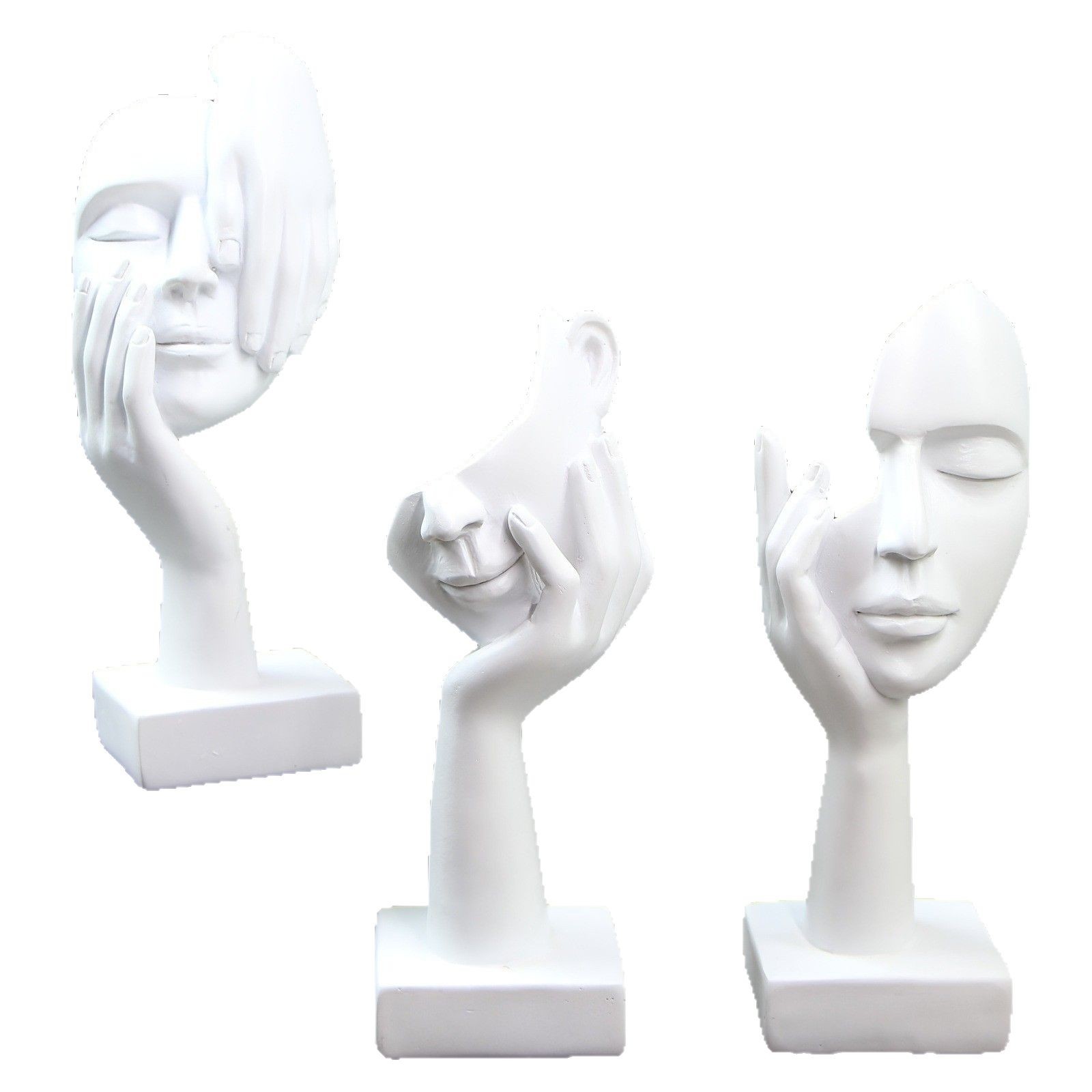 Nuevo lujo ligero de tres piezas artista de cara abstracto decoración de resina decoración de oficina para el hogar arte de estatua