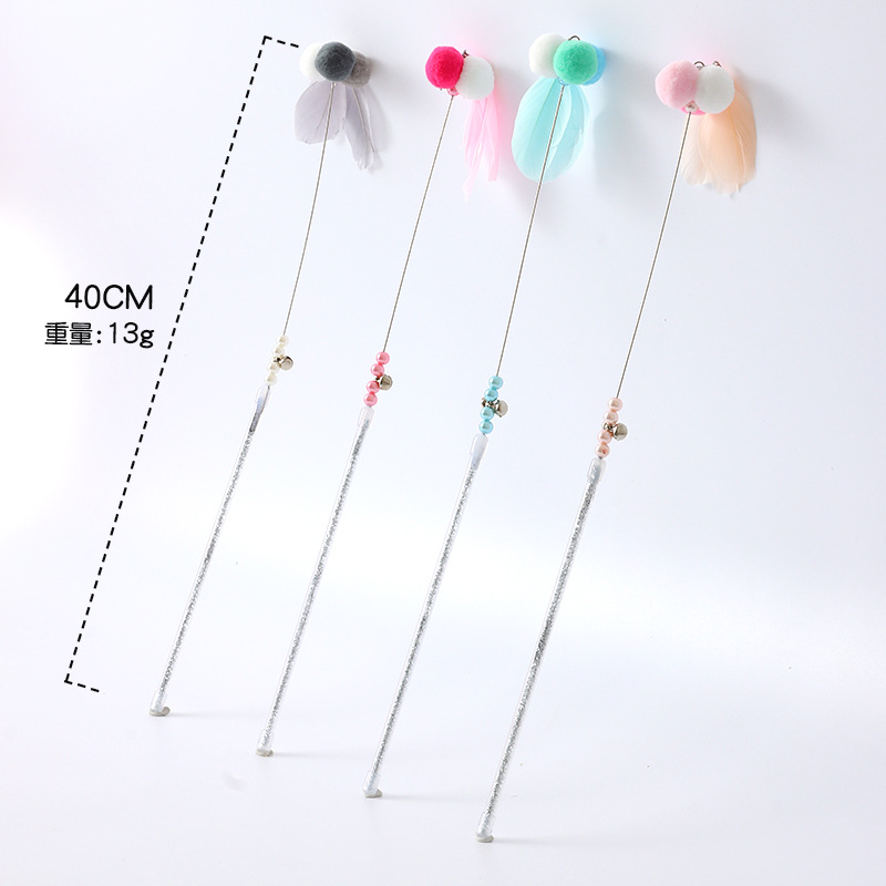 En stock nuevo tres-Bola de Tres Plumas corto divertido gato palo gato auto-Hi suministros de juguete para mascotas al por mayor casa de crianza de mascotas