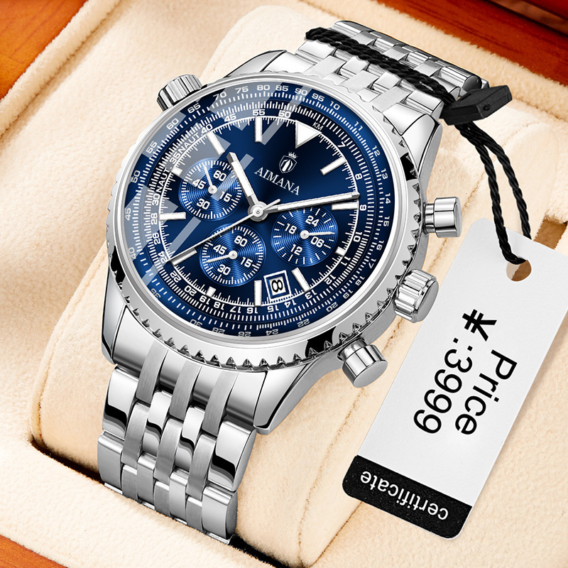 Swiss Brand Trendy Men's Watch Three-Eye Six-Pin Quartz Watch Multi-Functional Business Waterproof Luminous Calendar Watch Dropshipping Swiss Brand Trendy Men's Watch Three-Eye Six-Pin Quartz Watch Multi-Functional Business Waterproof Luminous Calendar Watch Dropshipping