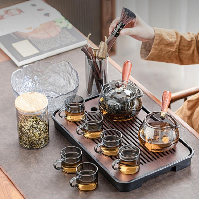 360 grados de rotación caliente resistente al calor de ocio olla ahumado vidrio borosilicato gris ocio té fabricante engrosada a prueba de explosiones