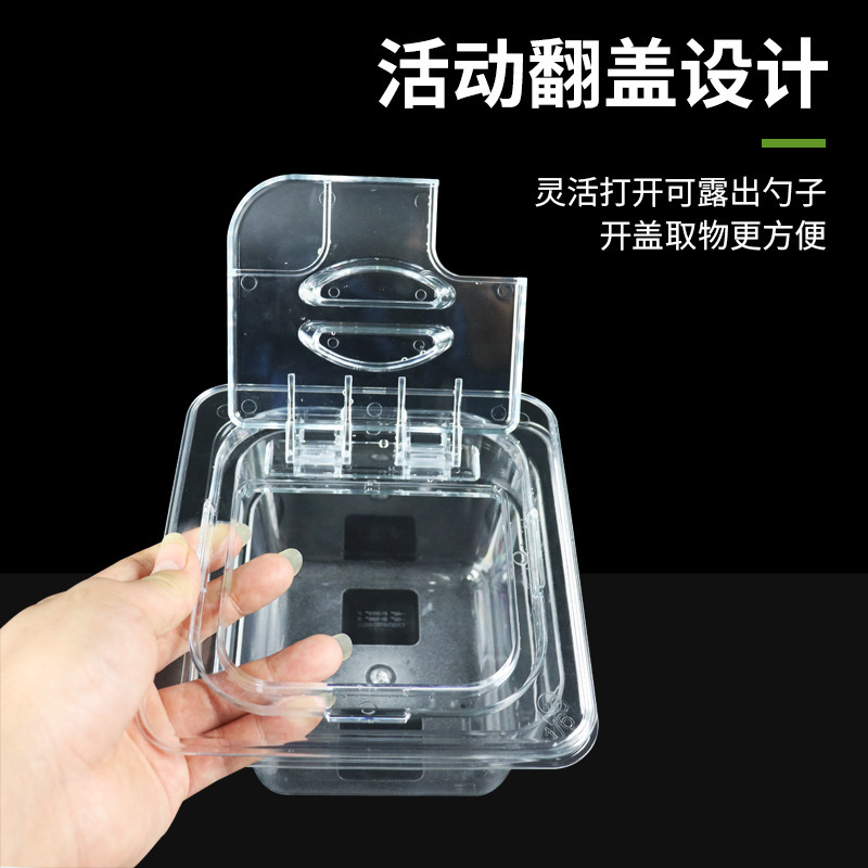 PC plástico flip-up caja de mermelada de material pequeño transparente rectangular porciones de tazón con cubierta tienda de té de leche caja de condimento de coco de perla image 2