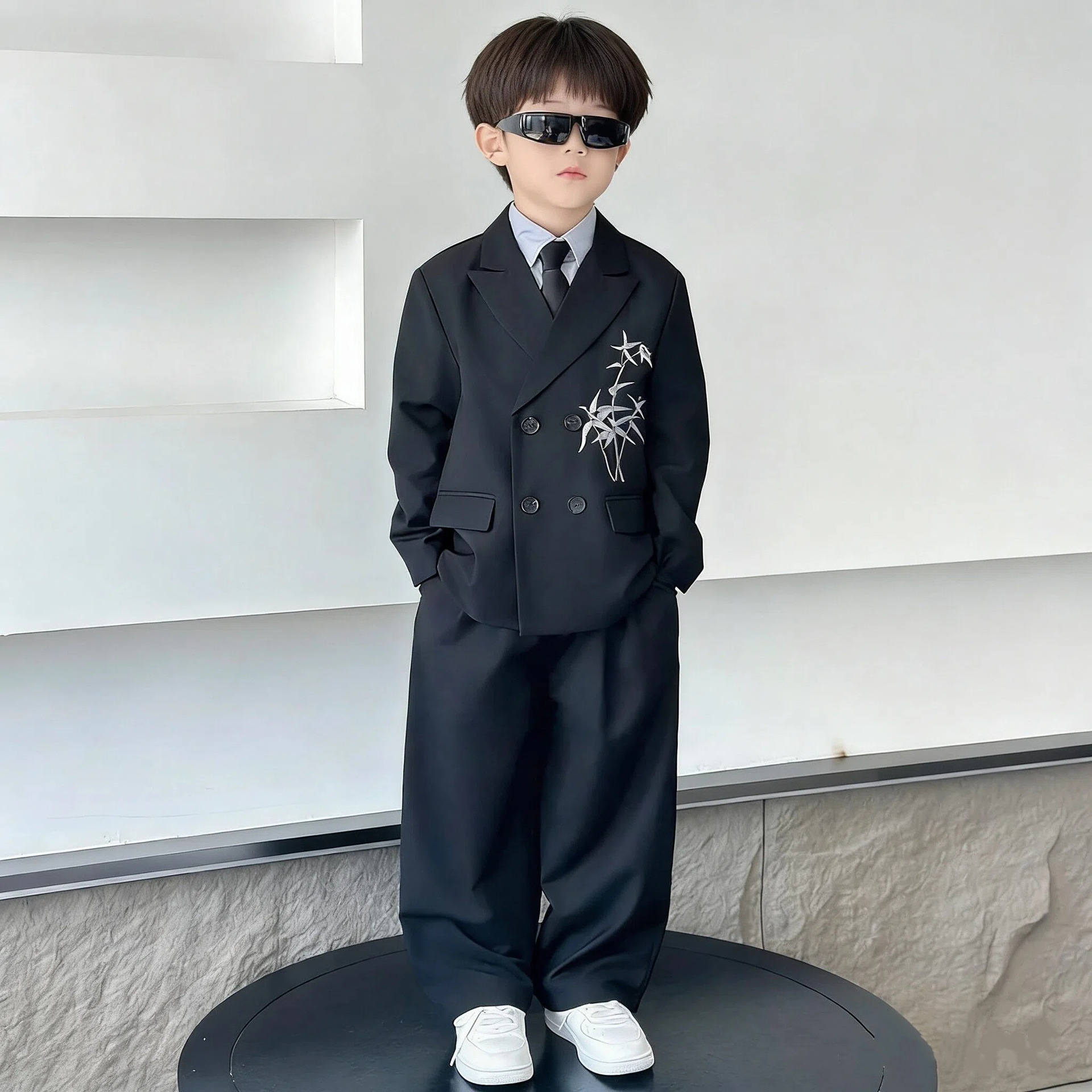 Children's Suit Suit Boy Host Chinese Dress Piano Performance Suit Spring & Fall Boy Flower Girl Birthday Suit
