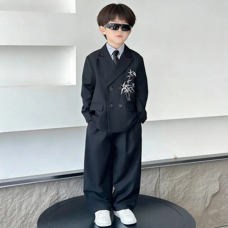 Children's Suit Suit Boy Host Chinese Dress Piano Performance Suit Spring & Fall Boy Flower Girl Birthday Suit