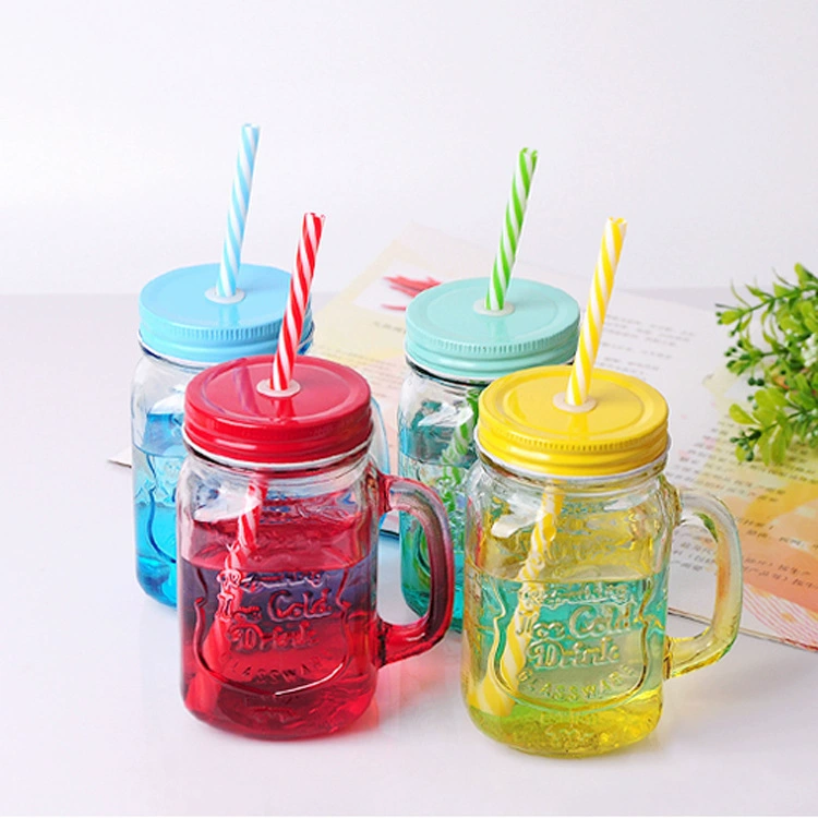 Creative fashionable straw, handle, milk tea, glass, gradient