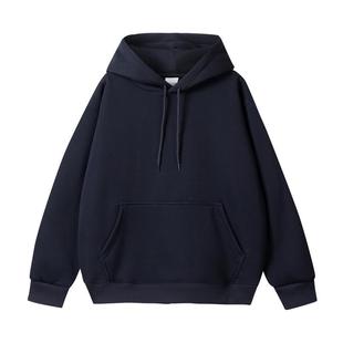 450g Silver Fox Velvet Heavy Thickened American Crewneck Sweat Men's American Loose Shoulder Solid Color Couple Sweat