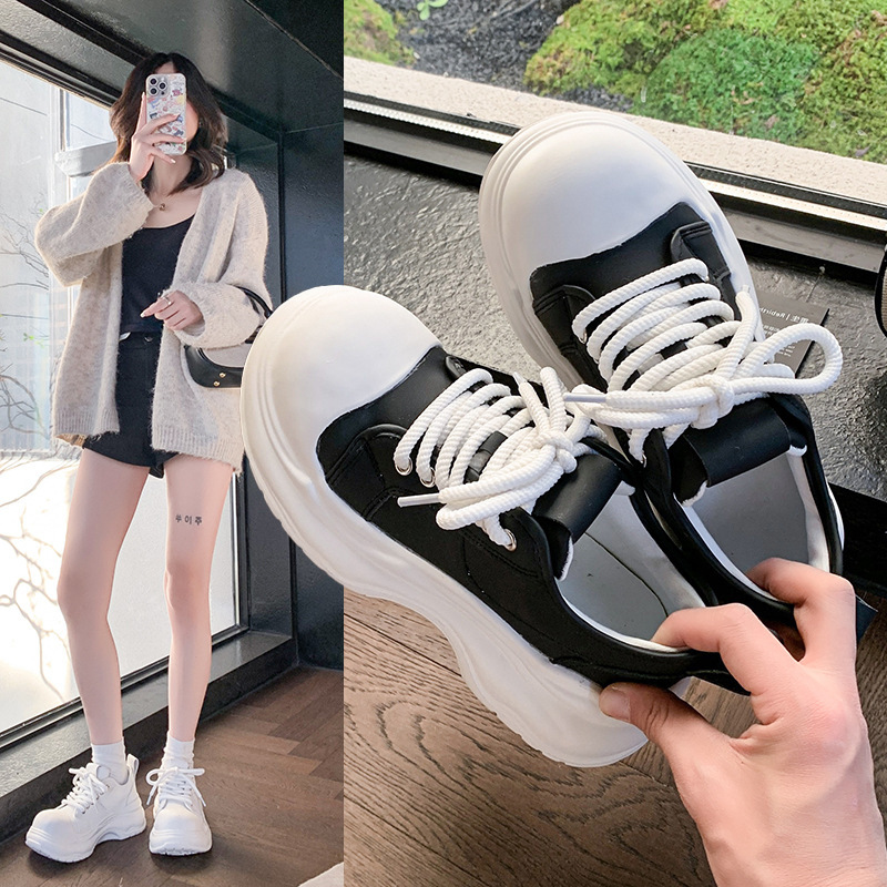 Thick-soled fried street style torre shoes women's 2025 spring burst fire new canvas fashion western style increased student casual shoes Thick-soled fried street style torre shoes women's 2025 spring burst fire new canvas fashion western style increased student casual shoes