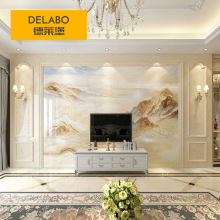 微晶石护墙板边框造型欧式客厅仿大理石石纹电视背景墙瓷砖