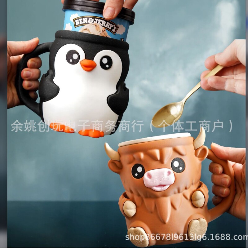 クロスボーダー ハイランド カウ アイス パイント ホルダー ペンギン カウ アイスクリーム カップ ホルダー|undefined