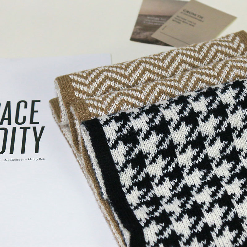 Sciarpa a griglia Qianniao da donna, inverno 2023, nuova coppia di studenti coreani versatili, lavorata a maglia, collo caldo_voghion.com