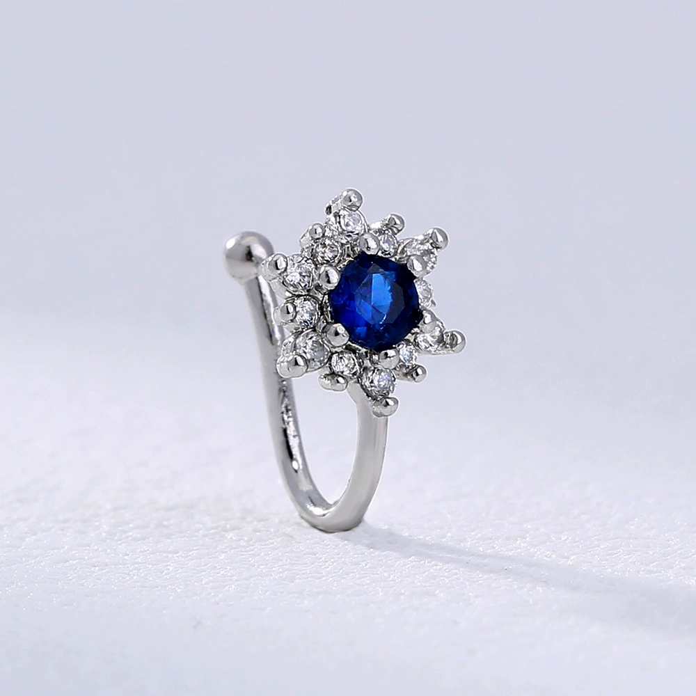 Cute small nose piercing, geometric nose clip perforated