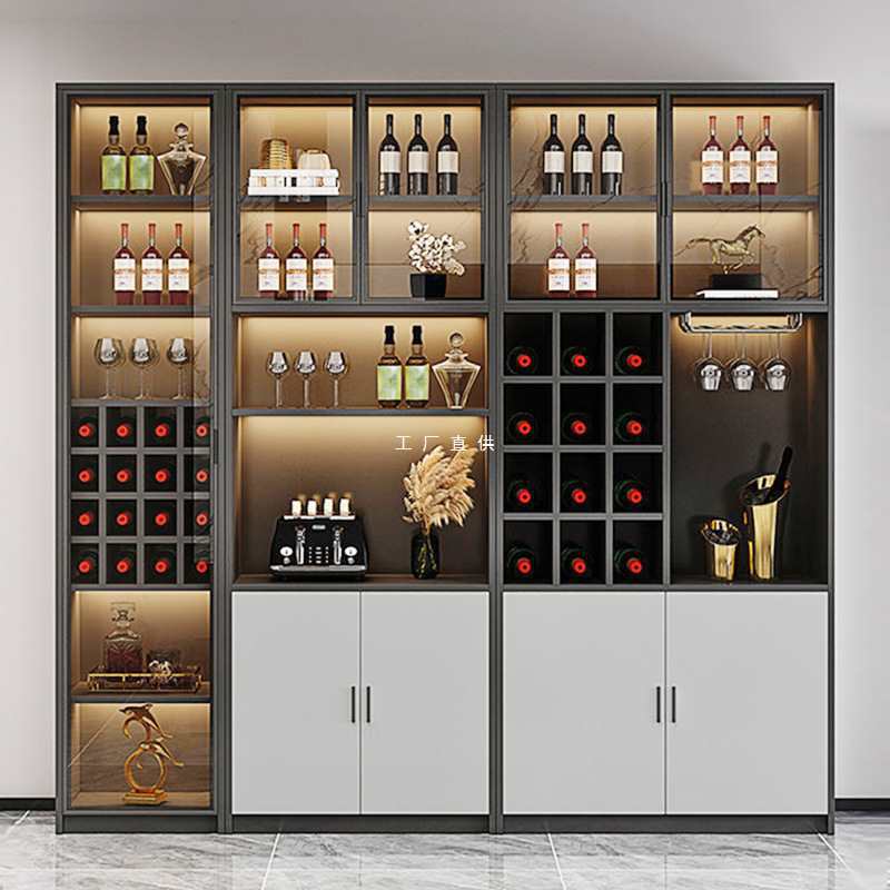 Wine Cabinet Display Cabinet Modern Glass Door Simple Wine Rack Light Luxury Dining Side Cabinet Home Living Room Wall Cabinet