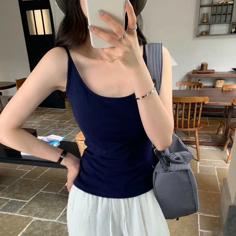 Special Wholesale French Unique Sleeveless Vest with Breast Pads, Feminine Summer New Style Beautiful Back Bra All in One