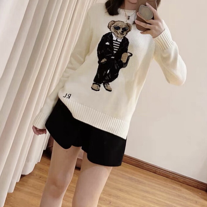 Pony~New Autumn and Winter Women's Round Neck Embroidered Sunglasses Cartoon Suit Bear Cute Age-Reducing Versatile Knitwear Pony~New Autumn and Winter Women's Round Neck Embroidered Sunglasses Cartoon Suit Bear Cute Age-Reducing Versatile Knitwear