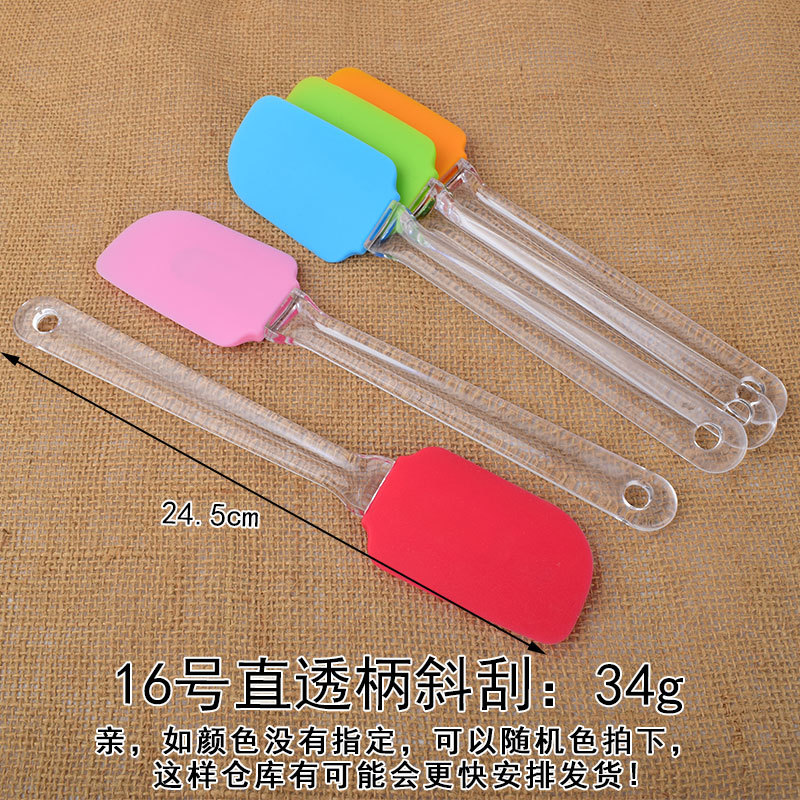 Mango transparente de silicona suave raspador crema mermelada de mantequilla espátula de helado para hornear pastel raspador