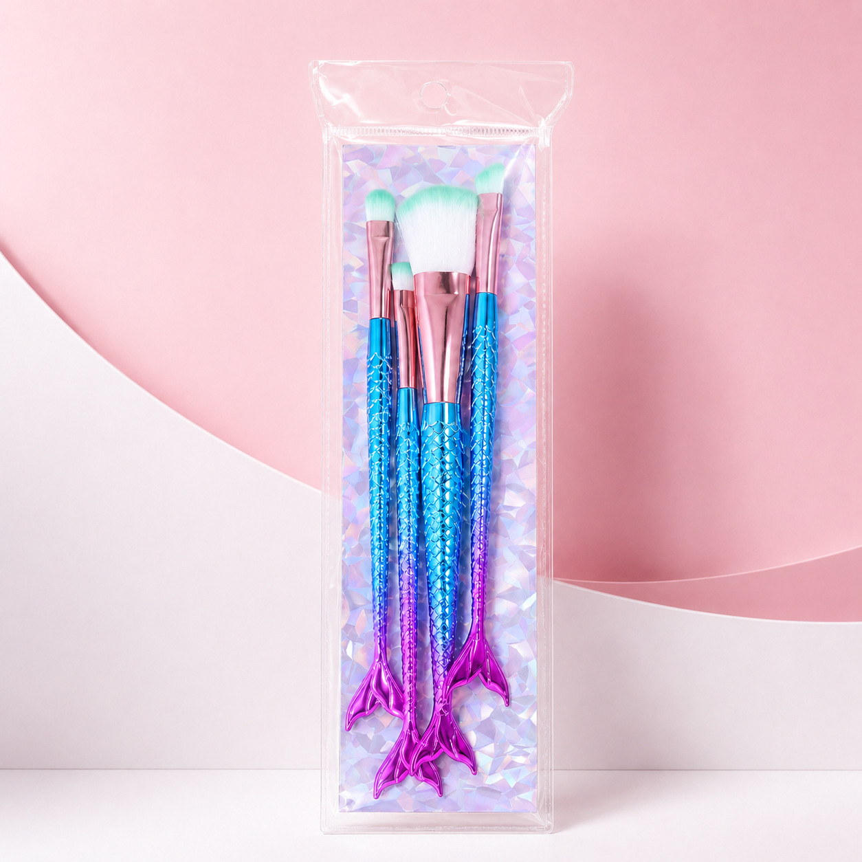 Set de 4 brochas de maquillaje de sirena para venta internacional - Verde