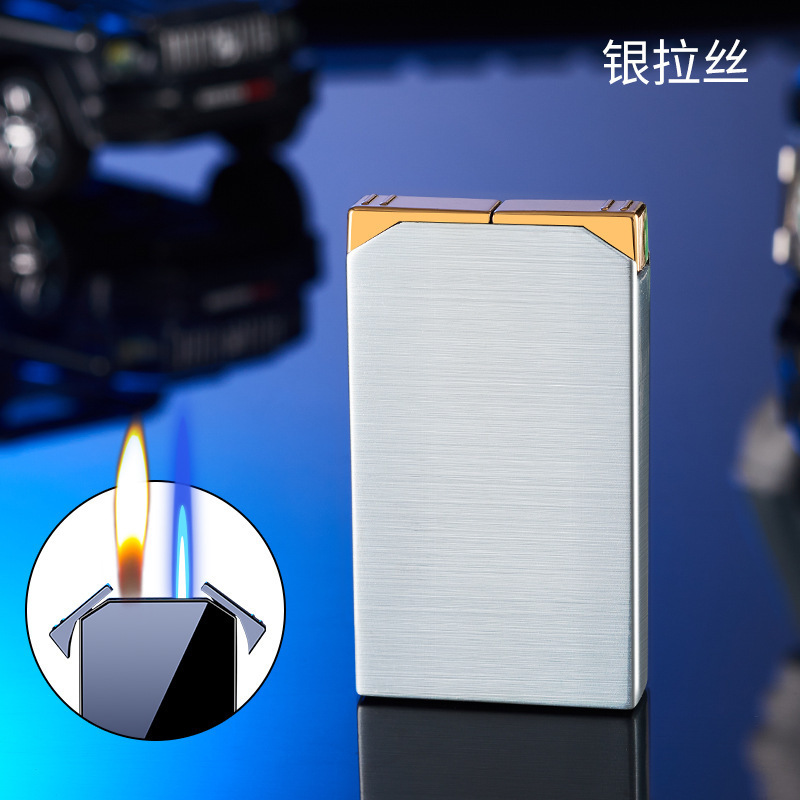 Zy052クリエイティブインフレータブル二重火ライター直冲金属防风炎火二重火変换ライター|undefined