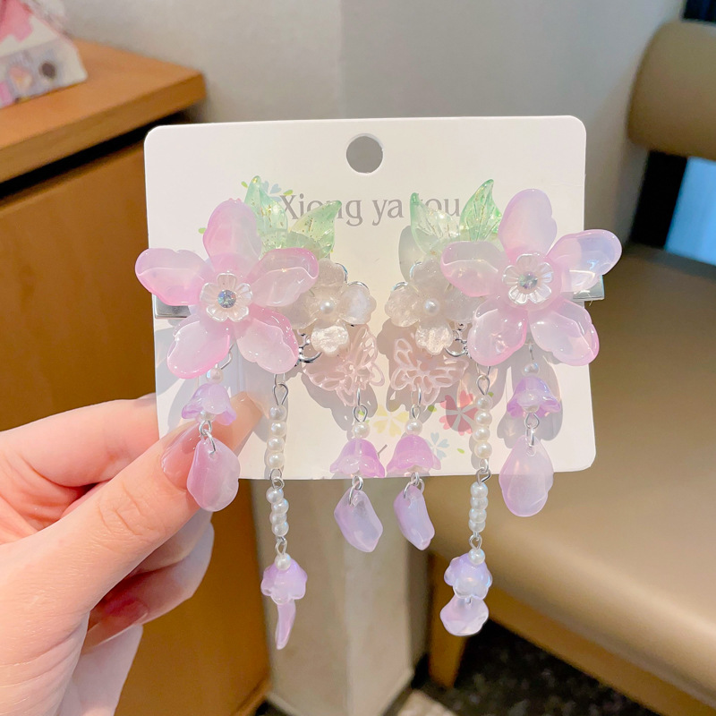 Chica de Hanfu tocado de los niños traje antiguo princesa borla horquilla estilo chino niña paso horquilla clip de pelo