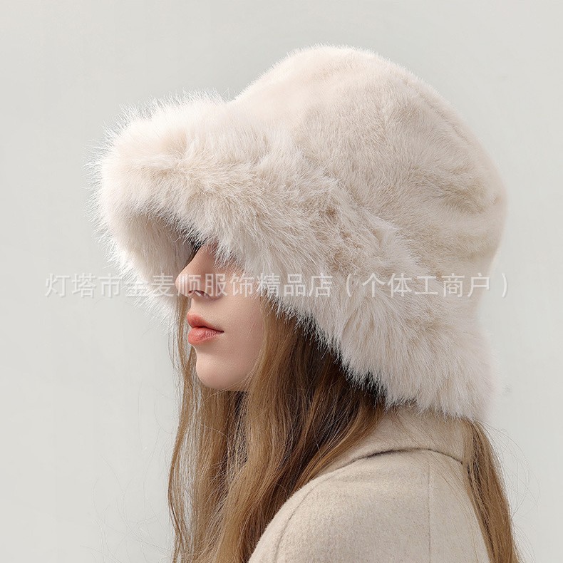 Nuevo sombrero de pescador de piel de imitación de alta calidad, terciopelo de otoño e invierno, protección para los oídos cálida, cara, pequeño sombrero de piel de zorro de color sólido