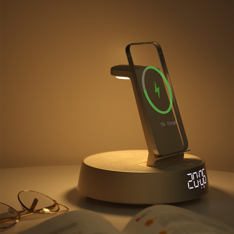 ワイヤレス充電bluetoothスピーカー時計目覚まし時計雰囲気ランプ音楽スタンド多機能スマートオーディオ小夜灯ベッドヘッド|undefined