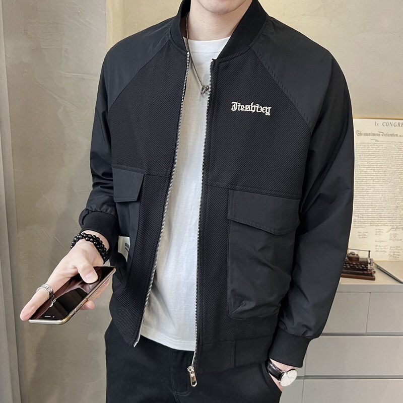 New autumn knitted patchwork jacket, baseball collar casual Korean style coat JK1861 New autumn knitted patchwork jacket, baseball collar casual Korean style coat JK1861