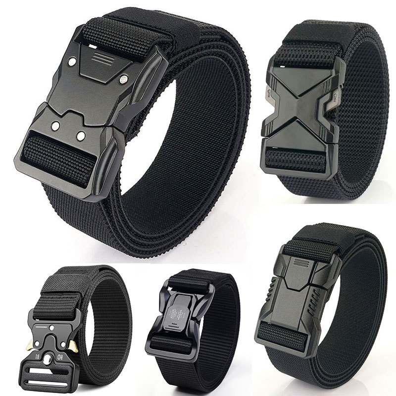 男士尼龙帆布腰带合金自动扣休闲战术户外军训编织百搭裤腰带批发