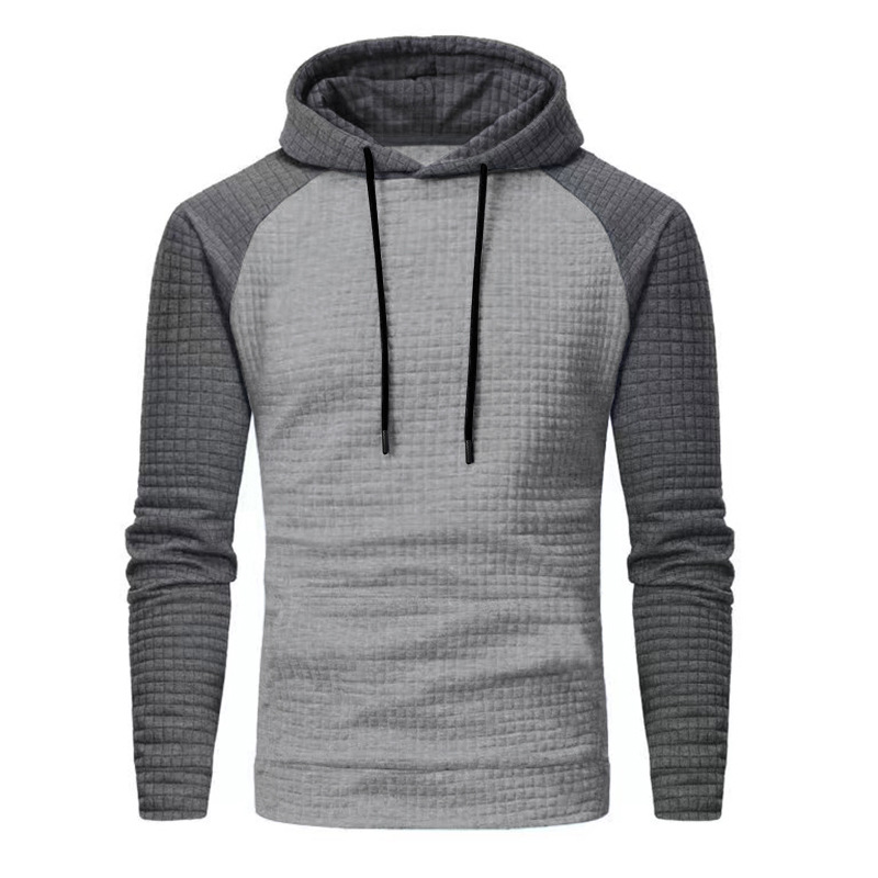 Schweres Kapuzensweatshirt mit Farbblockdesign für Herren, lockere Passform, Pullover mit Kordelzug für lässige Streetwear (Schwarz/Grau, Armeegrün/Beige)_voghion.com