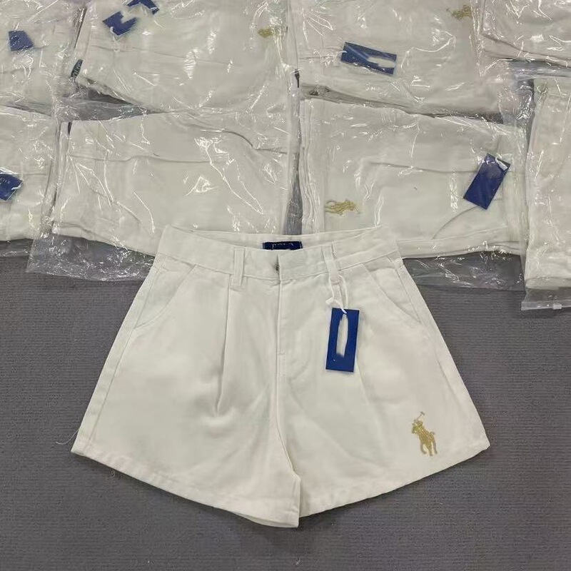 American-Style White Pony Embroidered Denim Shorts for Men and Women, Summer Niche High-Waisted Hot Pants, Casual Loose Long Pants, Foreign Trade