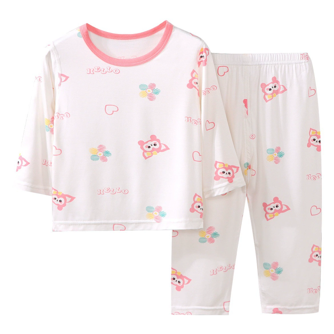 Детская домашняя одежда, летние пижамы 2025 года, без косточек, для мальчиков и девочек, с коротким рукавом (9/10), кондиционирующий костюм, цельный, дропшипинг